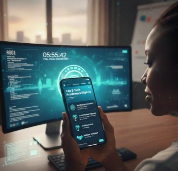 People working on laptops in a modern tech environment